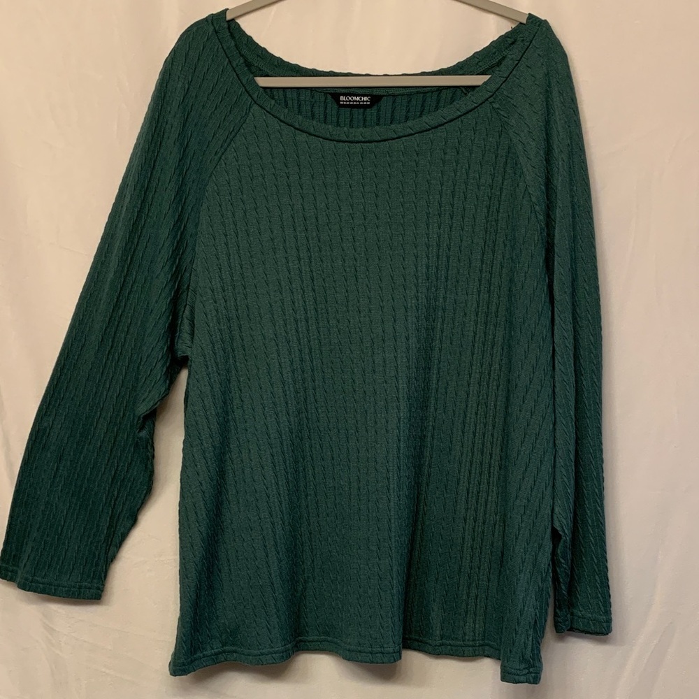 BloomChic Forest Green Ribbed Sweater